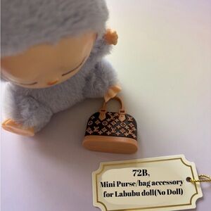 72B, Miniature Brown and Black Designer Labubu Doll Purse/Bag.(No Doll)